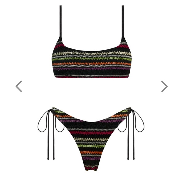NWT OneOne Swimwear Bikini Set Black Kalamos Knit Crochet Kahina Halsey Small - Picture 5 of 9
